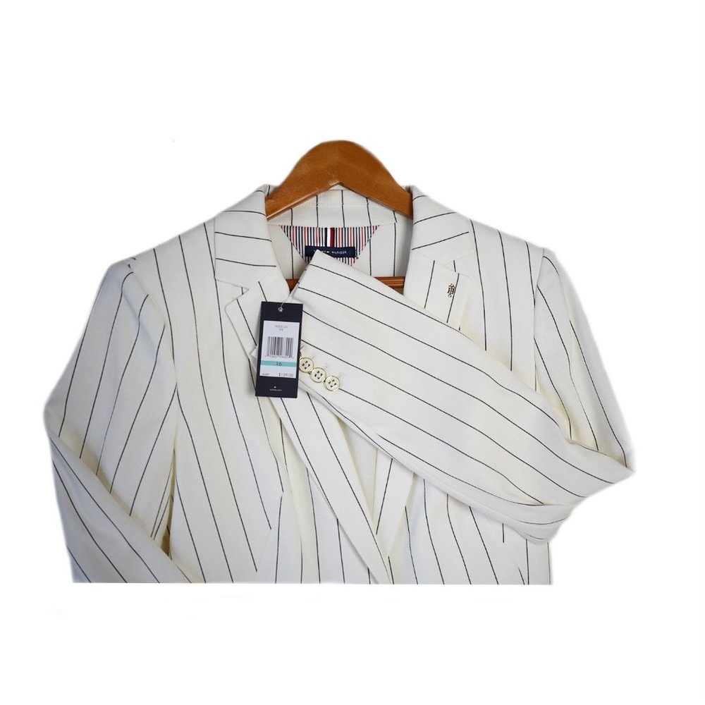 Tommy Hilfiger Women’s Blazer Ivory Striped Suit Jacket Size 16 NEW - Picture 5 of 6